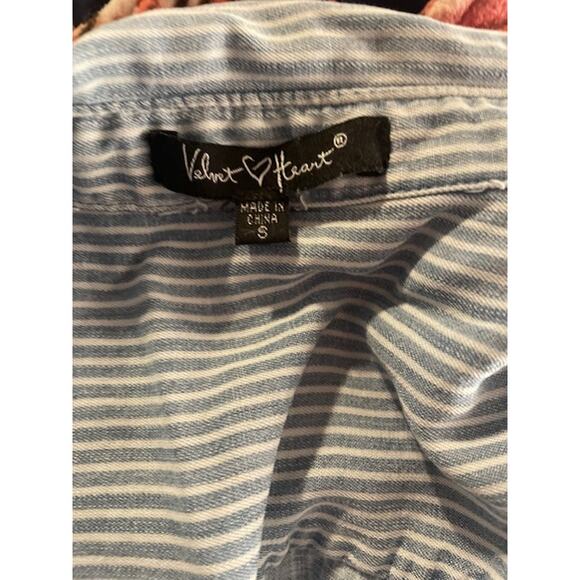 Velvet Heart Size Small Collette Sleeveless Boho Dress Blue/White Strip Chambray - Picture 4 of 5